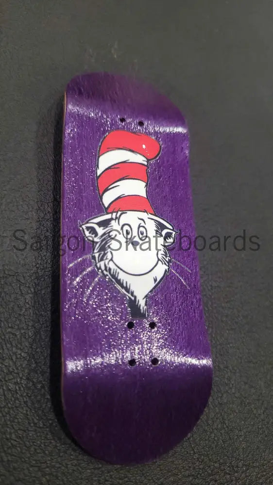 Cat in the Hat Fingerboard Skateboard 32mm/34mm & 100mm Purple / 32mm Deck